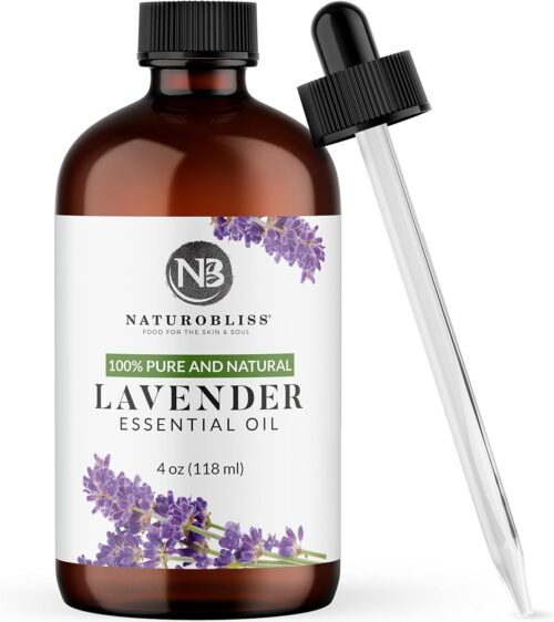 NaturoBliss 100% Pure & Natural Lavender Essential Oil Therapeutic Grade Premium Quality Lavender Oil with Glass Dropper – Huge 4 fl. Oz – Perfect for Aromatherapy and Relaxation