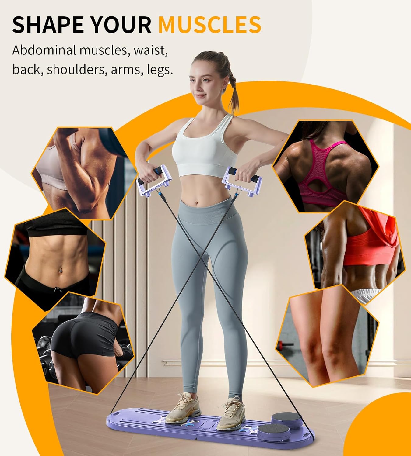 Pilates Board - Pilates Reformer Set, 6 in 1 Pilates Boards for Home Workout, Portable and Foldable Pilates Reformers Machine, Multifunctional Pilates Board for Women - Image 6