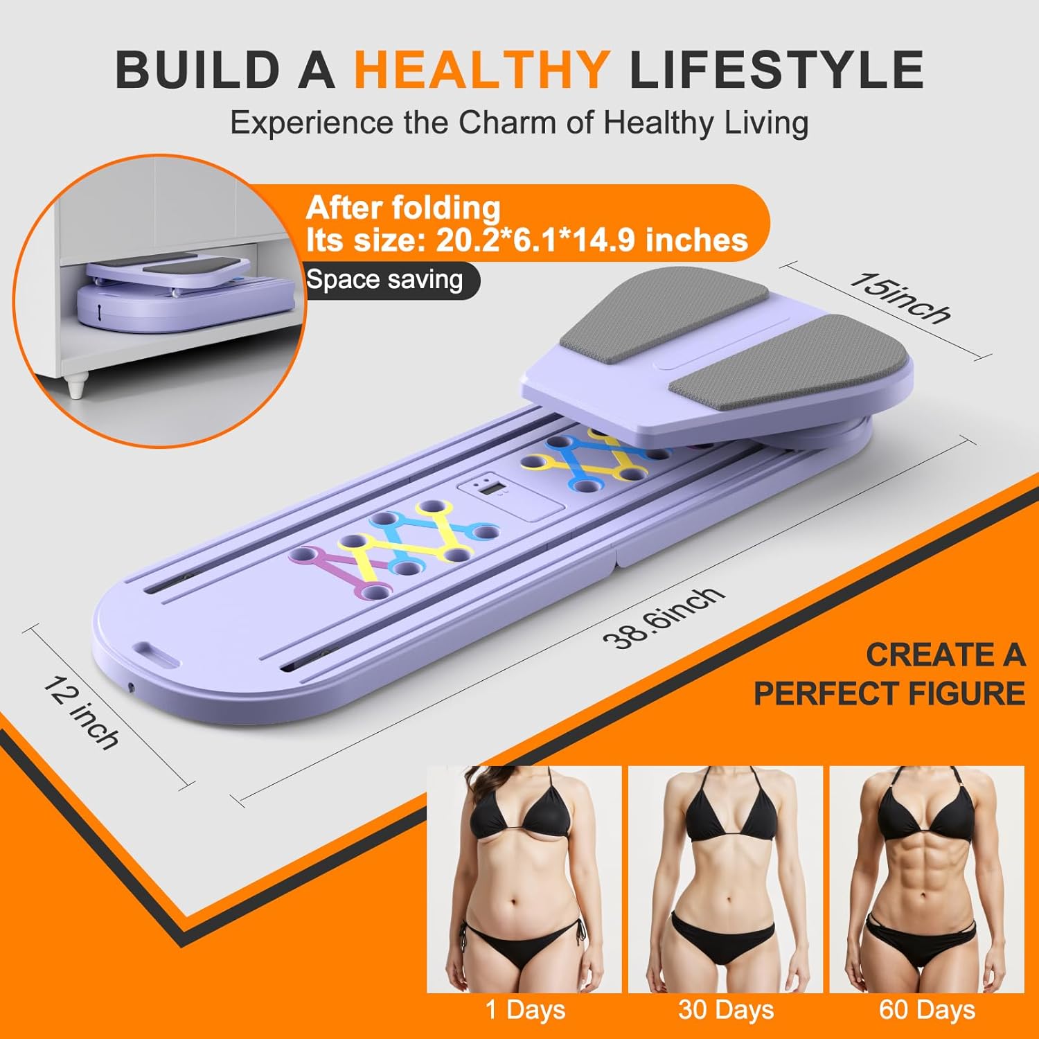 Pilates Board,Pilates Reformer Sets, Multifunctional Abdominal Pilates Board for Home Workout Equipment, Portable Foldable Ab Board Trainer Pilates Exercise Machine, Pilates Reformer Board for Women - Image 7