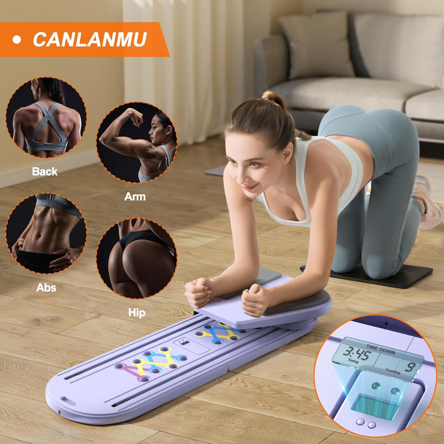 Pilates Board,Pilates Reformer Sets, Multifunctional Abdominal Pilates Board for Home Workout Equipment, Portable Foldable Ab Board Trainer Pilates Exercise Machine, Pilates Reformer Board for Women - Image 4