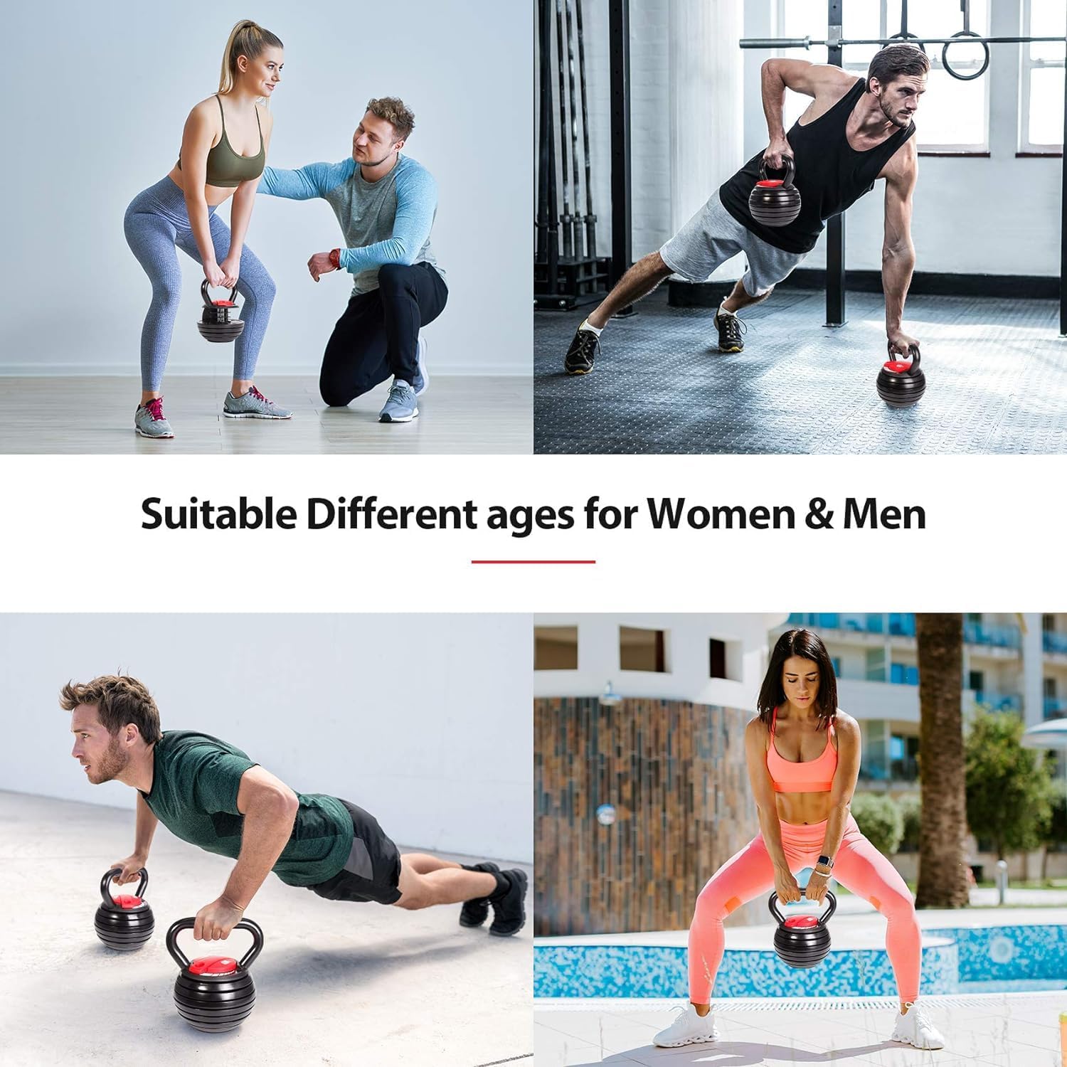 TopMade Adjustable Kettlebell Weights Set Cast Iron Exercise Fitness Kettle Ball Grip 5, 8, 9,12lb Free Weight Men Women Kettlebells for Home Gym Workout Ballistic, Core,Strength Training - Image 2