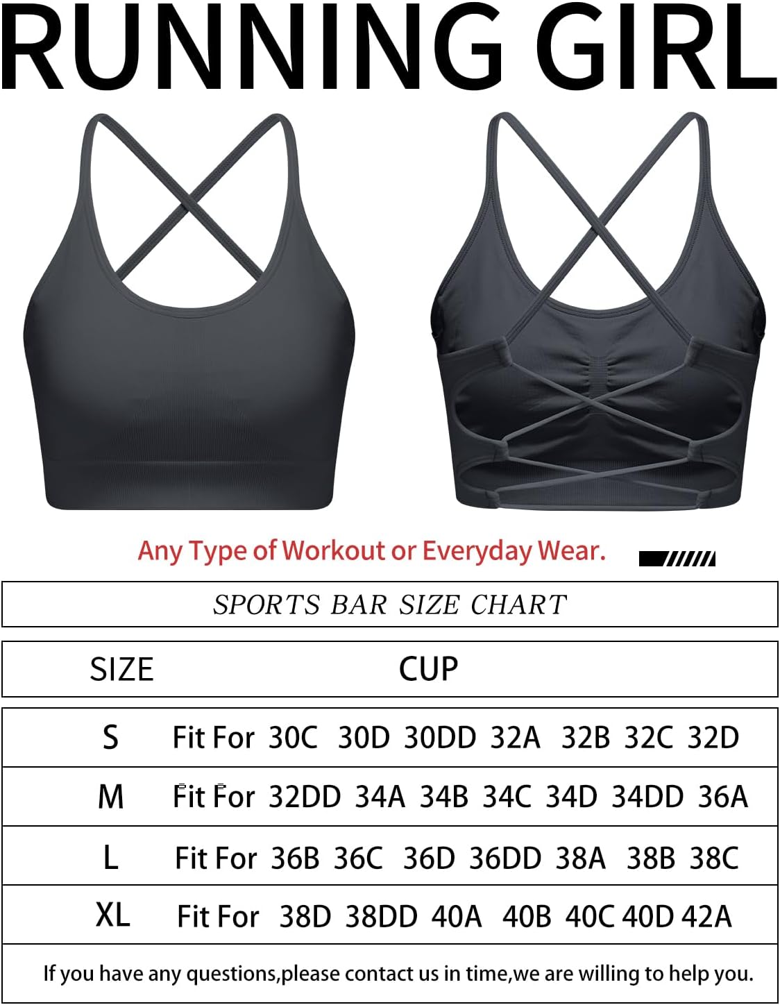 RUNNING GIRL Sports Bras for Women,Sexy Crisscross Back Seamless Padded Sports Bra Medium Support with Removable Pads - Image 6