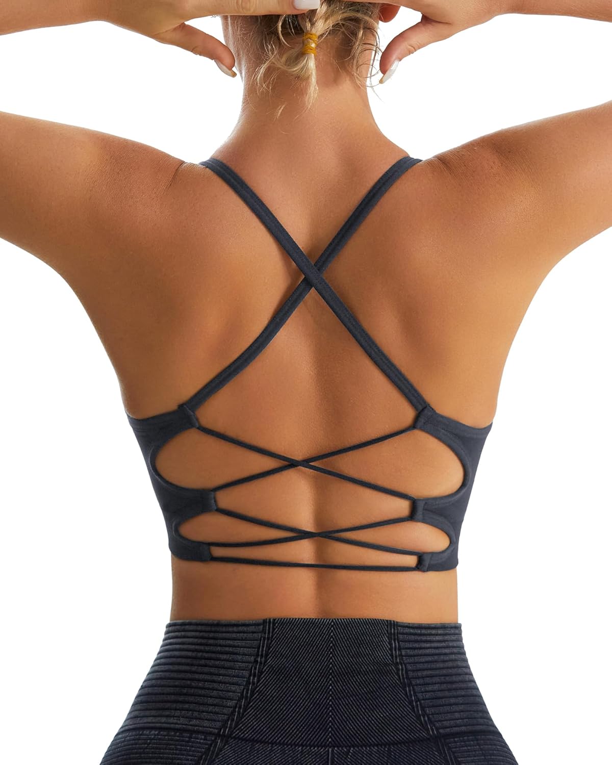 RUNNING GIRL Sports Bras for Women,Sexy Crisscross Back Seamless Padded Sports Bra Medium Support with Removable Pads - Image 7