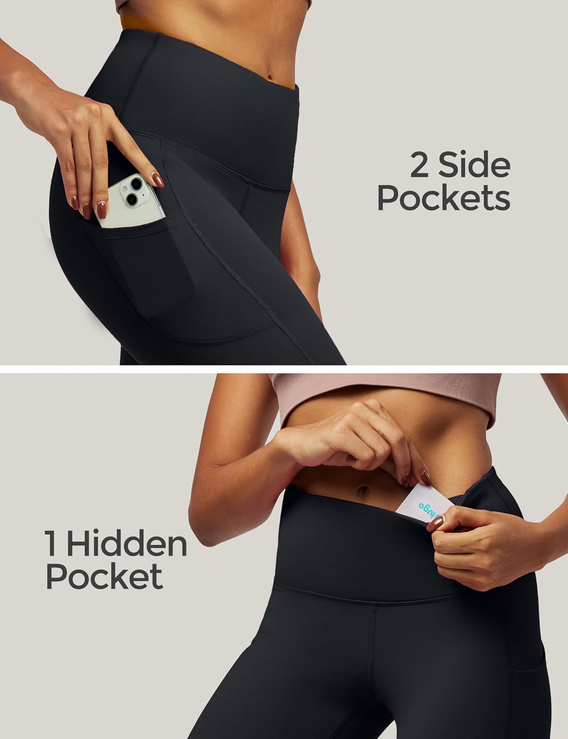 IUGA High Waist Yoga Pants with Pockets, Leggings for Women Tummy Control, Workout Leggings for Women 4 Way Stretch - Image 3