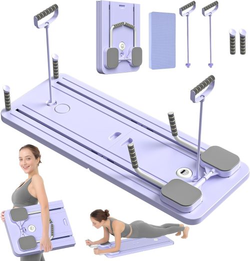 JANUA Pilates Board – 2024 Pilates Reformer Set, Multi-Purpose Foldable Pilates Reformer Board for Home, 5 in 1 Pilates Sliding Board (Purple)