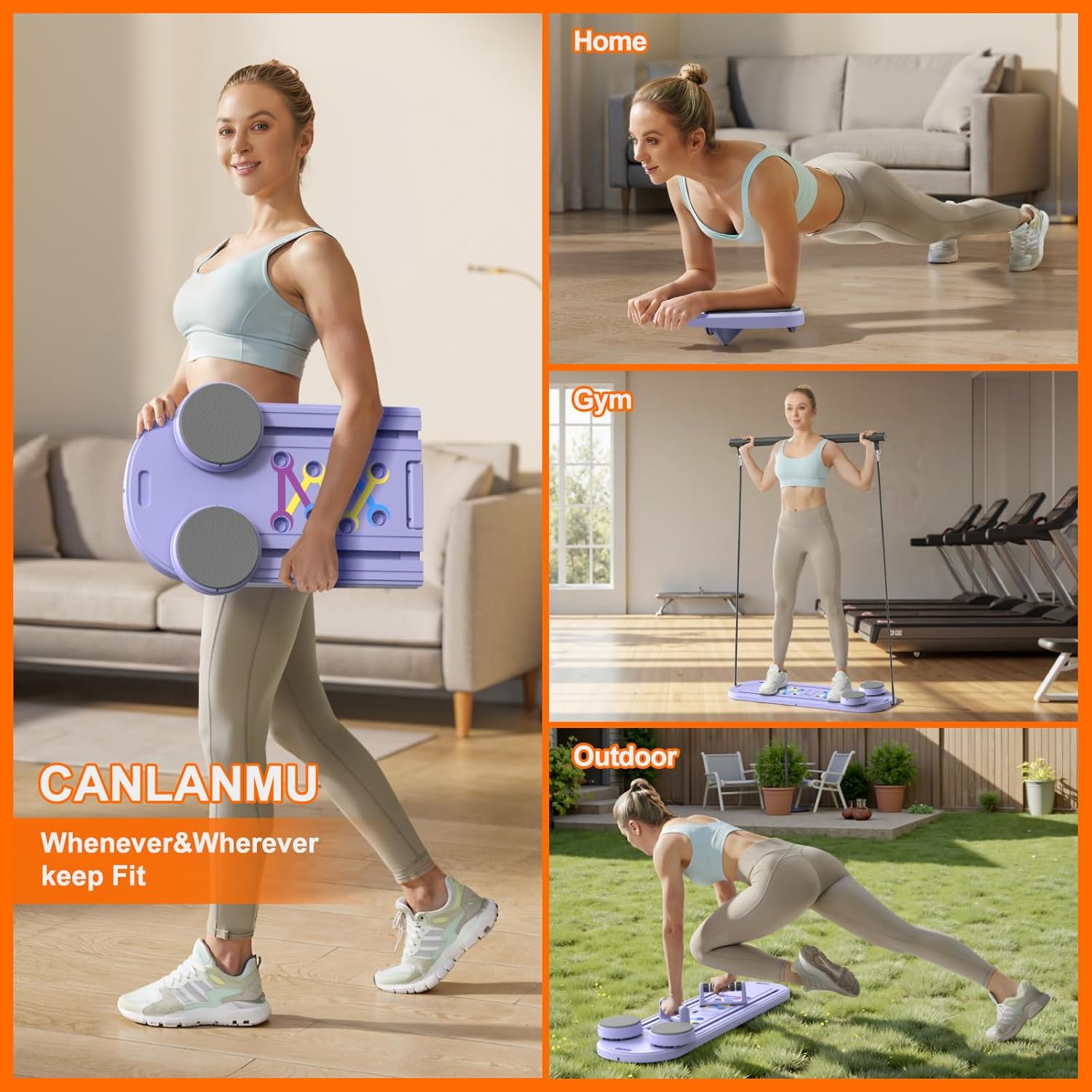 Pilates Board,Pilates Reformer Sets, Multifunctional Abdominal Pilates Board for Home Workout Equipment, Portable Foldable Ab Board Trainer Pilates Exercise Machine, Pilates Reformer Board for Women - Image 5