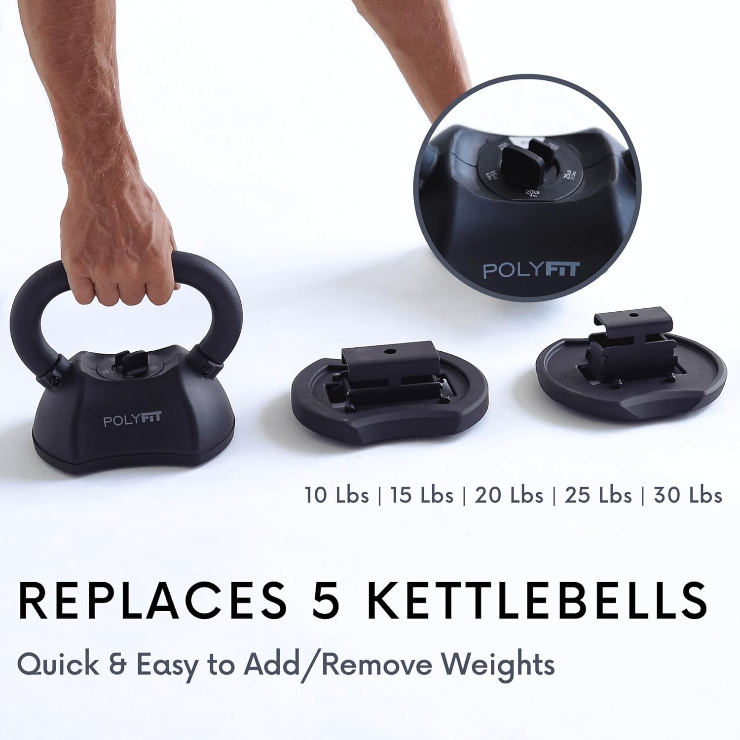 Polyfit Adjustable Kettlebell Set | 30/40/50 lbs | Kettlebell Weights for Home Gym - Image 2