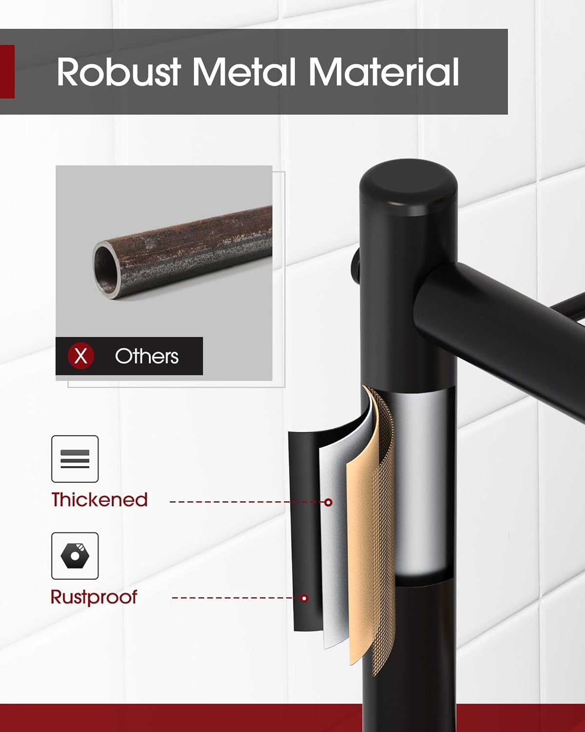 Storage Shelves - 5 Tier Shelf Organizer, Heavy Duty Garage Shelving Unit with Leveling Feet, Stable Metal Shelves Organizer for Pantry, Kitchen and Closet, 33.1" W X 12.6" D X 72.0" H, Black - Image 3