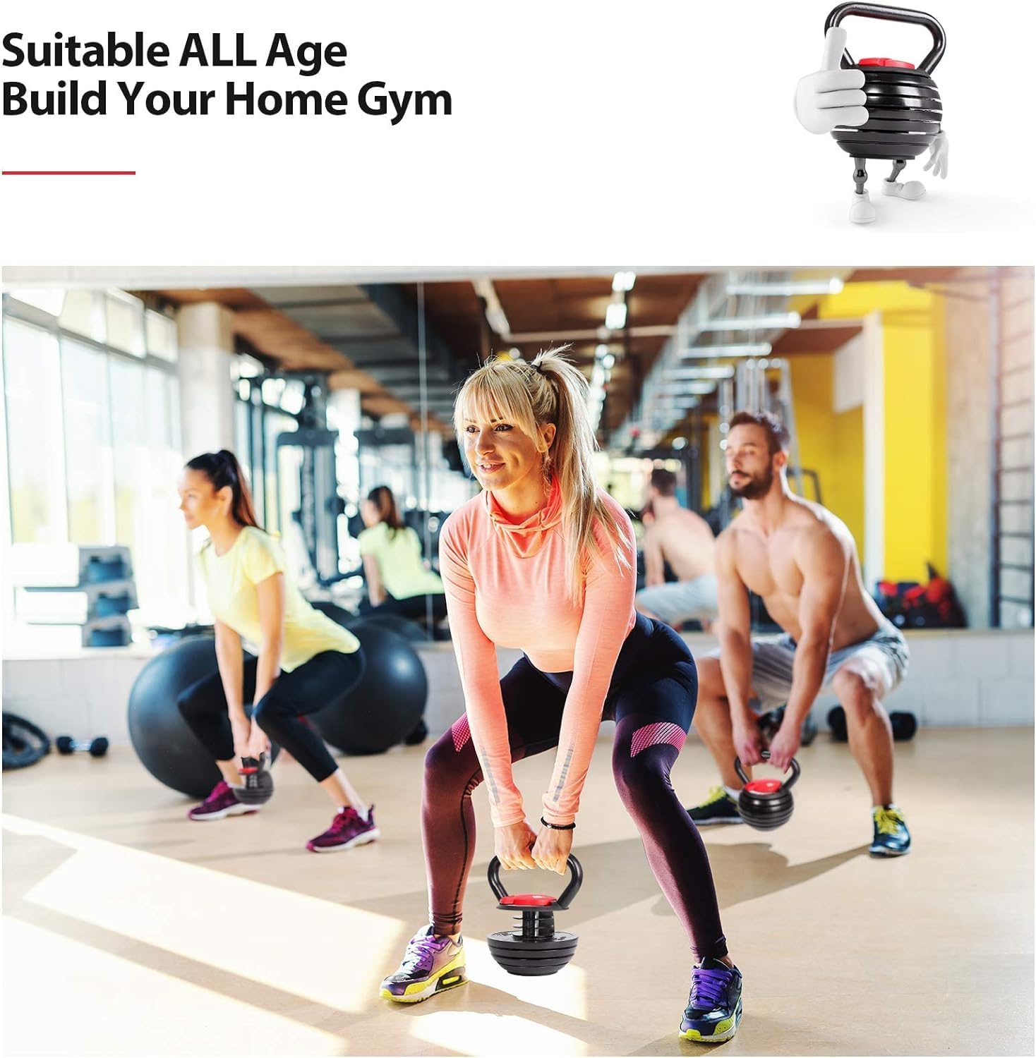 TopMade Adjustable Kettlebell Weights Set Cast Iron Exercise Fitness Kettle Ball Grip 5, 8, 9,12lb Free Weight Men Women Kettlebells for Home Gym Workout Ballistic, Core,Strength Training - Image 3