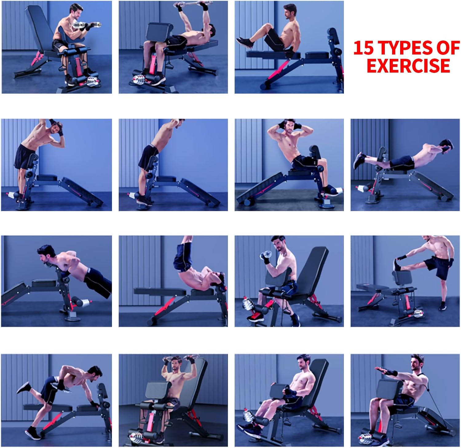 Adjustable Weight Bench,Utility Workout Bench Foldable Incline Decline Benches for Home Gym Full Body Workout,Load 600LBS - Image 7