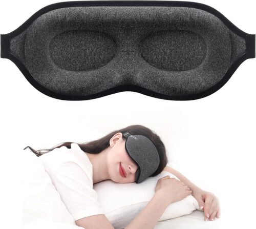 MZOO Luxury Sleep Mask for Back and Side Sleeper, Completely Block Out Light Sleeping Eye Mask for Women Men, Zero Eye Pressure 3D Contoured Night Blindfold, Breathable & Soft Eye Shade Cover