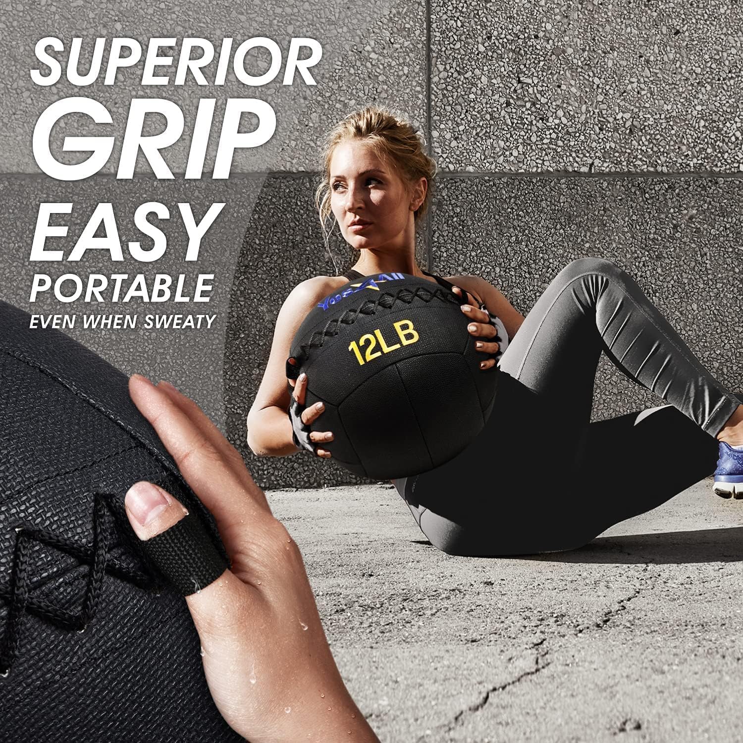 Yes4All Wall Ball, Soft Leather Weighted Iron Sand Med Ball for Dynamic Multifunctional Exercise, 6lbs - 30lbs - Image 7