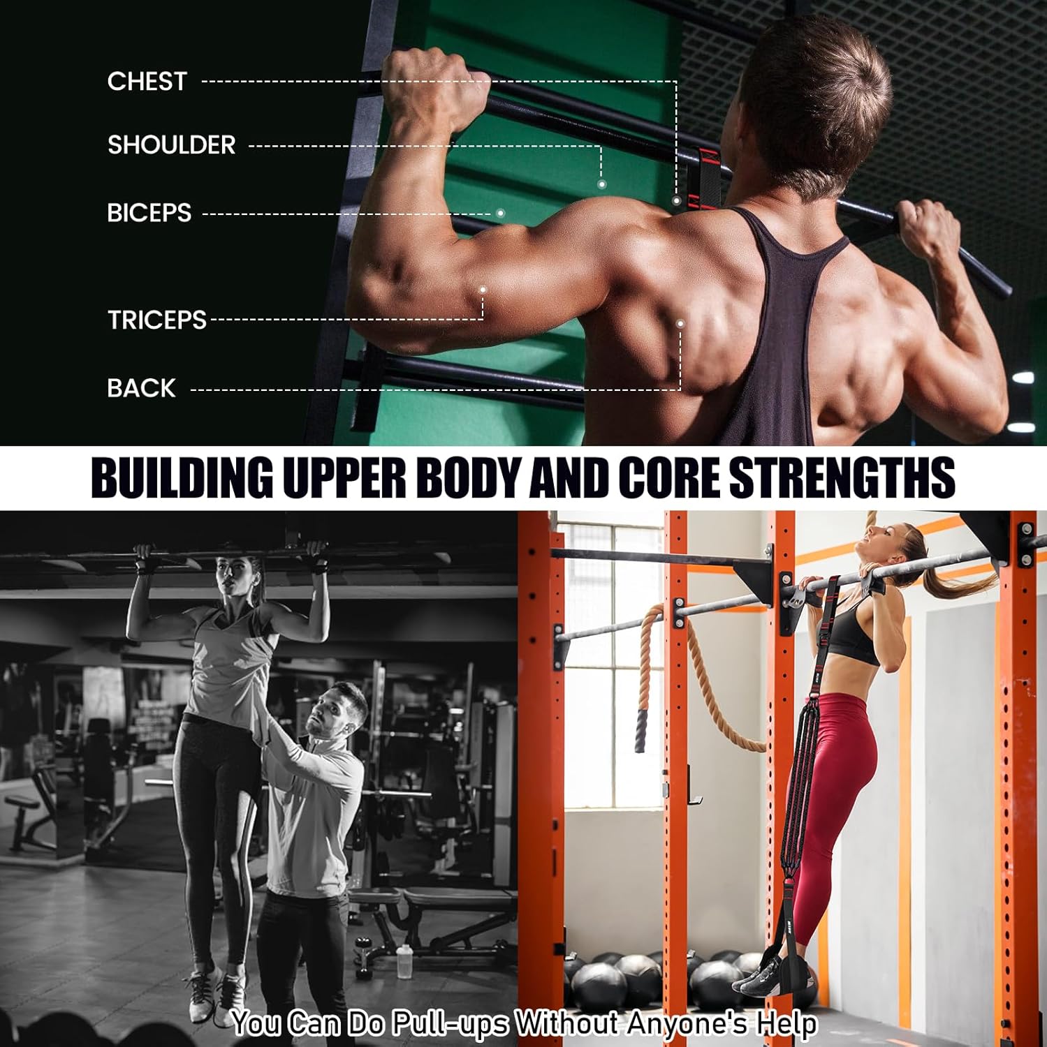 Heavy Pull Up Assistance Bands 260lbs - Resistance Bands for Pull Ups & Strength Training - Height Adjustable - Image 6