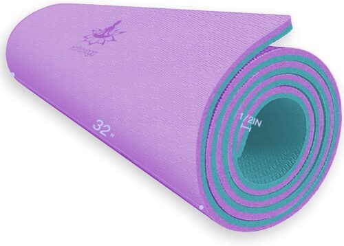 Hatha Yoga Extra Thick TPE Yoga Mat – 72″x 32″ Thickness 1/2 Inch -Eco Friendly SGS Certified – With High Density Anti-Tear Exercise Bolster For Home Gym Travel & Floor Outside