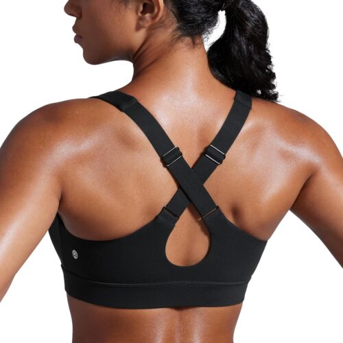 CRZ YOGA Womens Butterbreeze Criss Cross Back Sports Bra – V Neck Adjustable Straps Padded Wireless Workout Training Crop Top