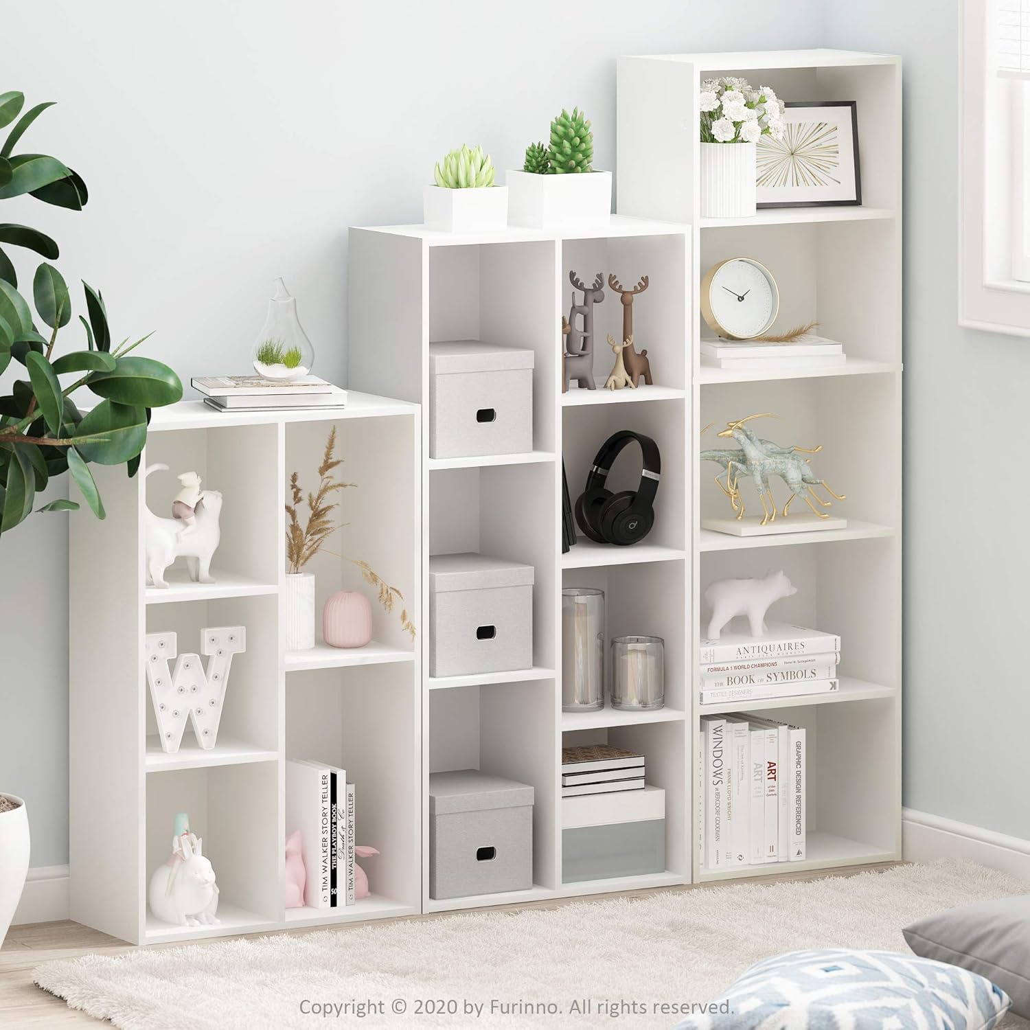Furinno Luder Bookcase / Book / Storage , 5-Cube, White - Image 2