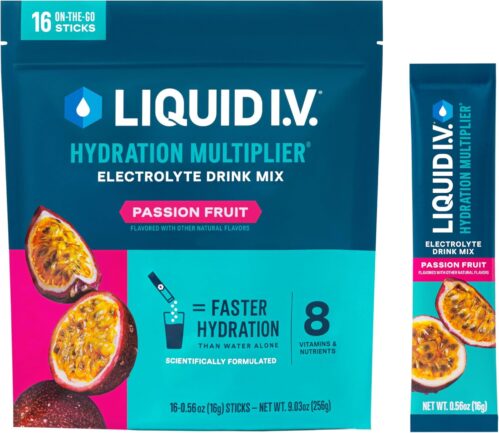Liquid I.V.® Hydration Multiplier – Passion Fruit | Electrolyte Powder Drink Mix | 1 Pack (16 Servings)