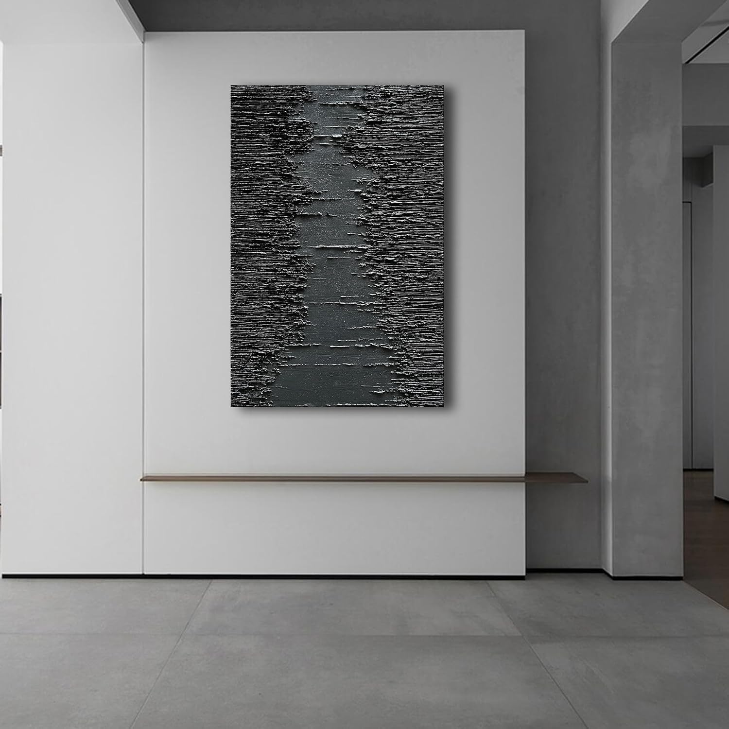 NANKAI Art Hand-Painted Thick Texture Black Minimalist Oil Painting 45x30 Inchs Texture Abstract Painting Home Wall Decorative Art - Image 6