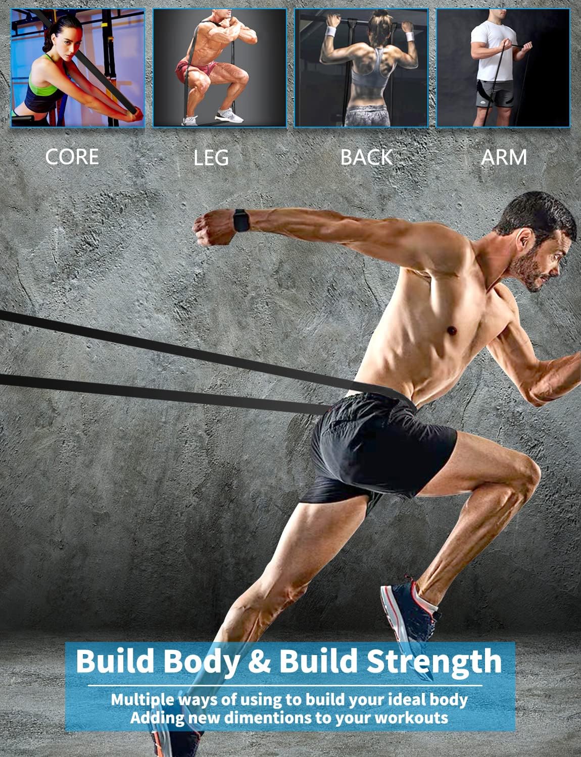 Resistance Bands, Pull Up Bands, Exercise Workout Bands for Working Out, Pull Up Assistance Bands Set for Men & Women, Body Stretching, Physical Therapy, Muscle Training - Image 4