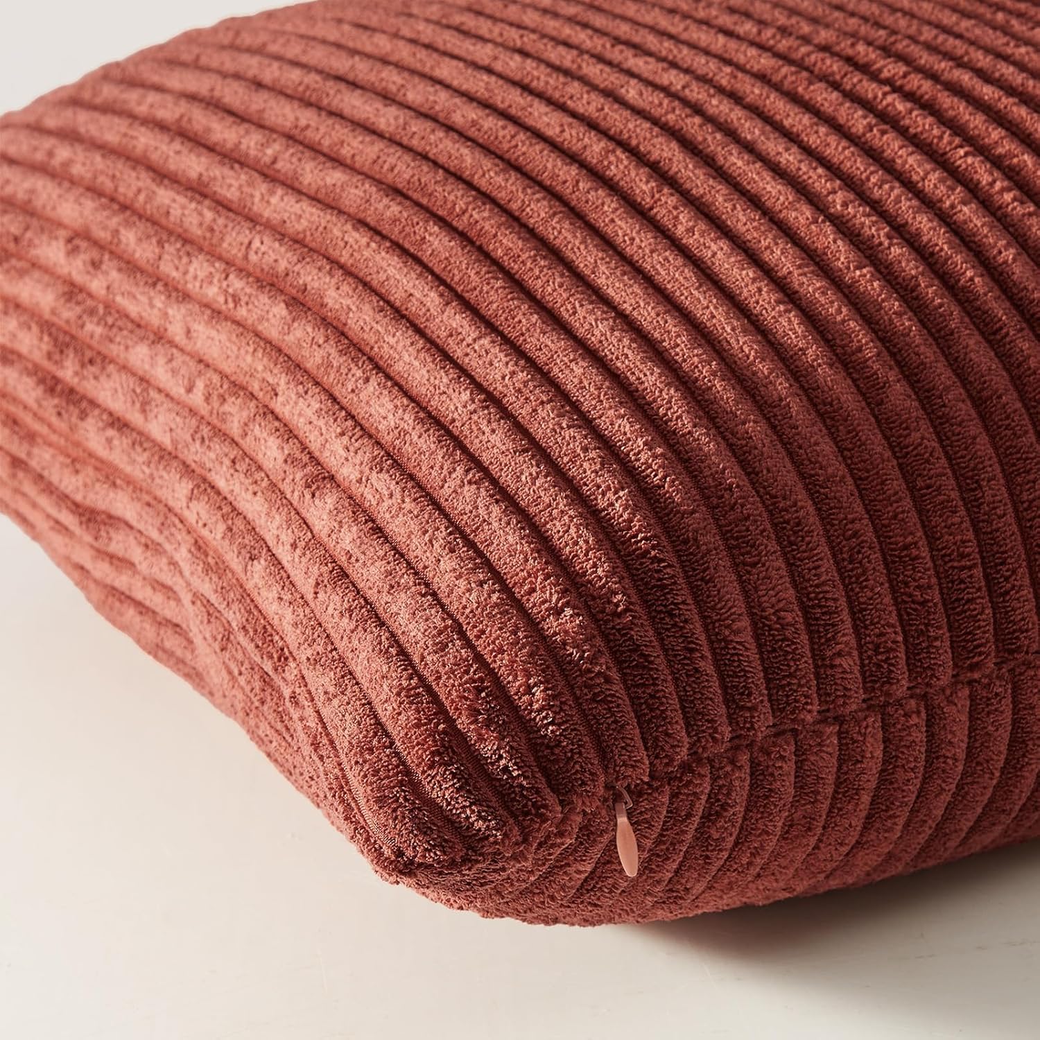 Topfinel Fall Burnt Orange Decorative Throw Pillows Covers 18x18 Inch Set of 4,Yellow Green Gradient Series Corduroy Striped Square Pillow Case,Western Modern Cushion Cover for Couch Sofa Bedroom - Image 2