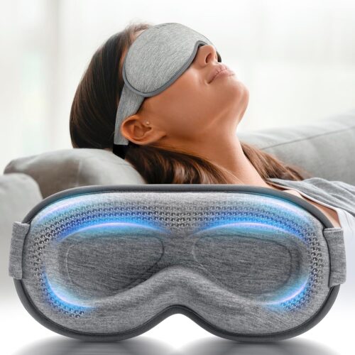 Weighted Eye Mask for Sleeping – Blackout Sleep Mask for Women Men, FACEMOON Lash Extension Eye Covers, Memory Foam, 3D Contoured, Airplane Travel Essentials, Blindfold for Meditation(Gray)