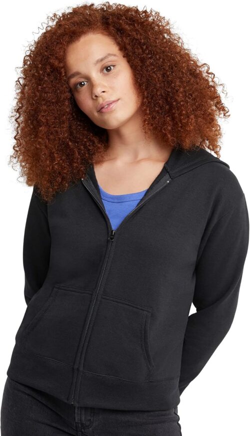 Hanes Women’s Hoodie, Ecosmart Fleece Full-zip Hoodie, Zip-up Hooded Sweatshirt
