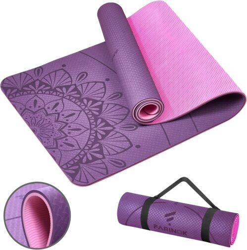 Yoga Mat Extra Thick 9MM, High Density Exercise Mats Non Slip for Home Workout, Pilates Mat with Strap for Women Men, Eco Friendly Mat Thick (9MM-NAVY-BLUE)