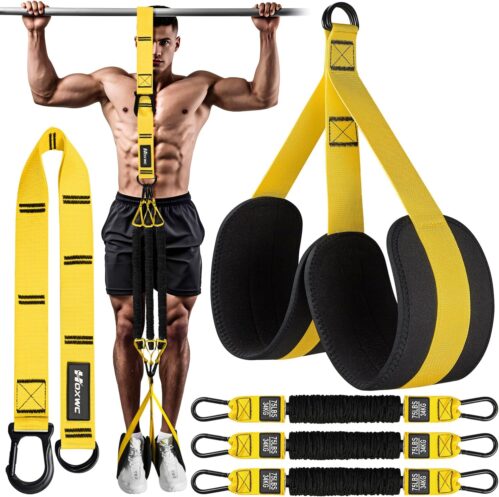 Adjustable Heavy Duty Resistance Bands for Pull Up Assistance – 3 Bands, Comfortable Fabric Feet/Knee Rest, Home Fitness, Body Stretching, Chin Up