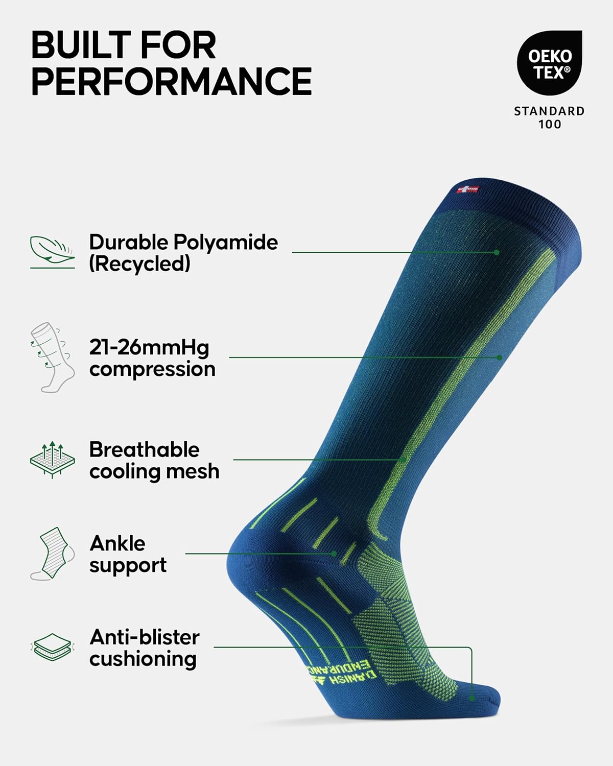 DANISH ENDURANCE Graduated Compression Socks 21-26mmHg, for Women & Men - Image 2