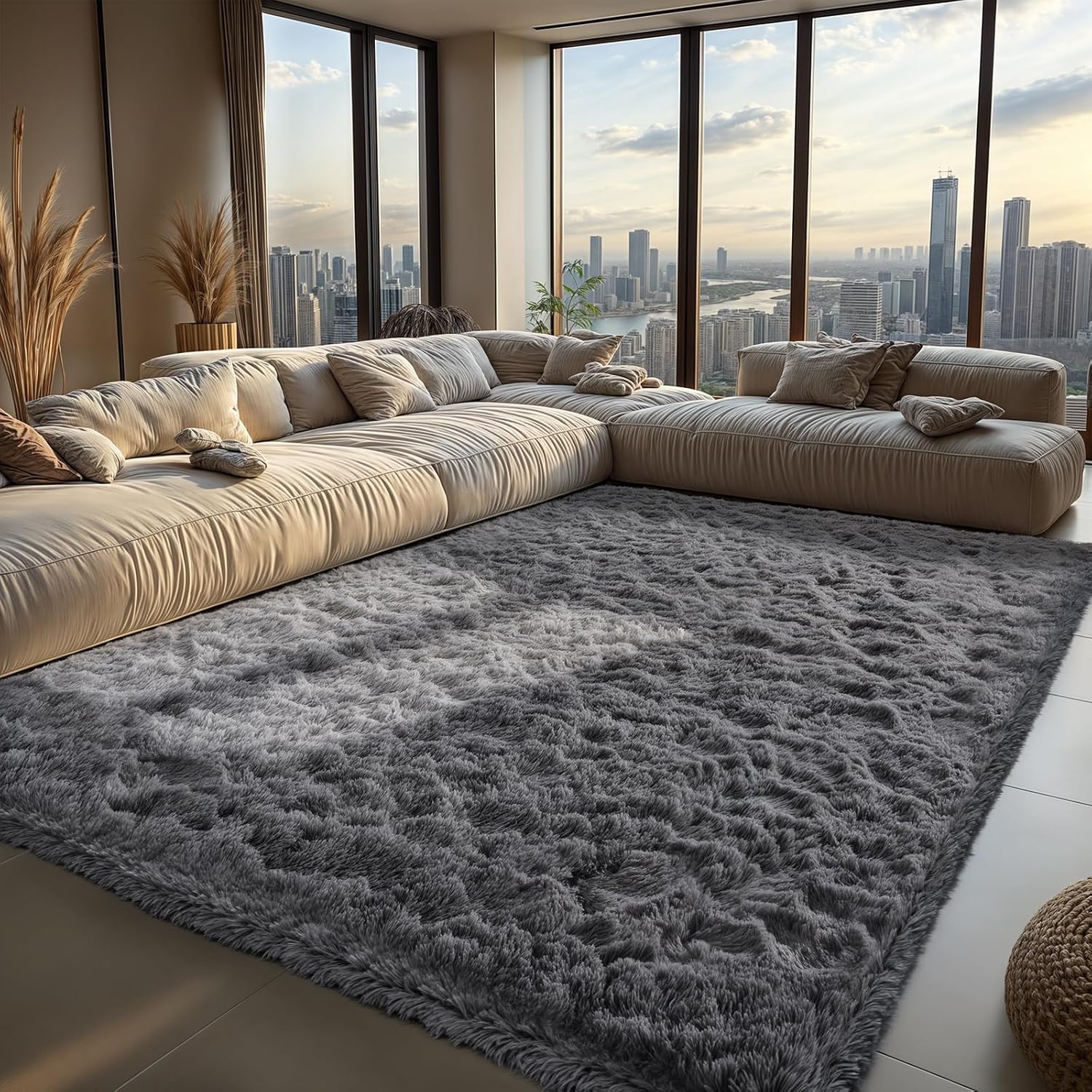 Zentavio Area Rugs for Living Room Grey Rugs for Bedroom 4x6 Carpet Fluffy Fuzzy Soft Shag Aesthetic Plush High Pile Gray Throw Rug for Nursery Kids Room Dorm