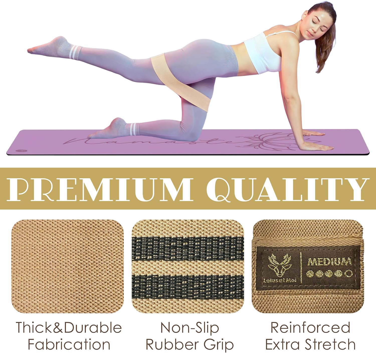 Resistance Loop Exercise Bands, 3 Set of Stretch Bands for Booty Legs, Pilates Bands, Resistance Bands for Fitness, Strength Training, Physical Therapy, Workout Bands for Women, Yoga Band - Image 3