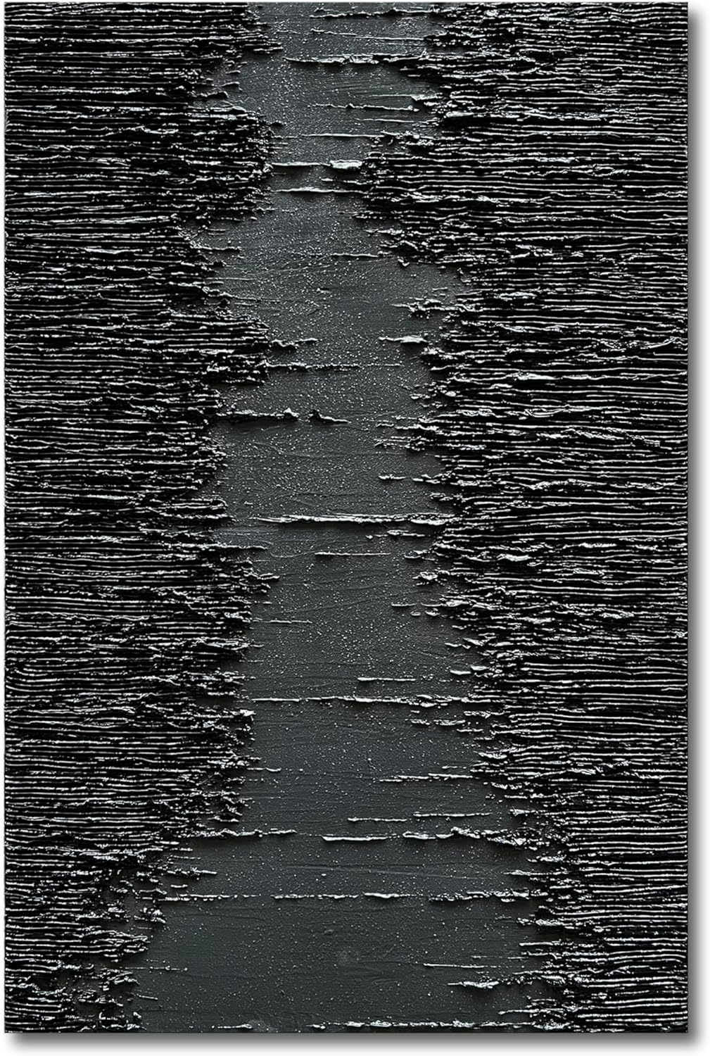 NANKAI Art Hand-Painted Thick Texture Black Minimalist Oil Painting 45x30 Inchs Texture Abstract Painting Home Wall Decorative Art