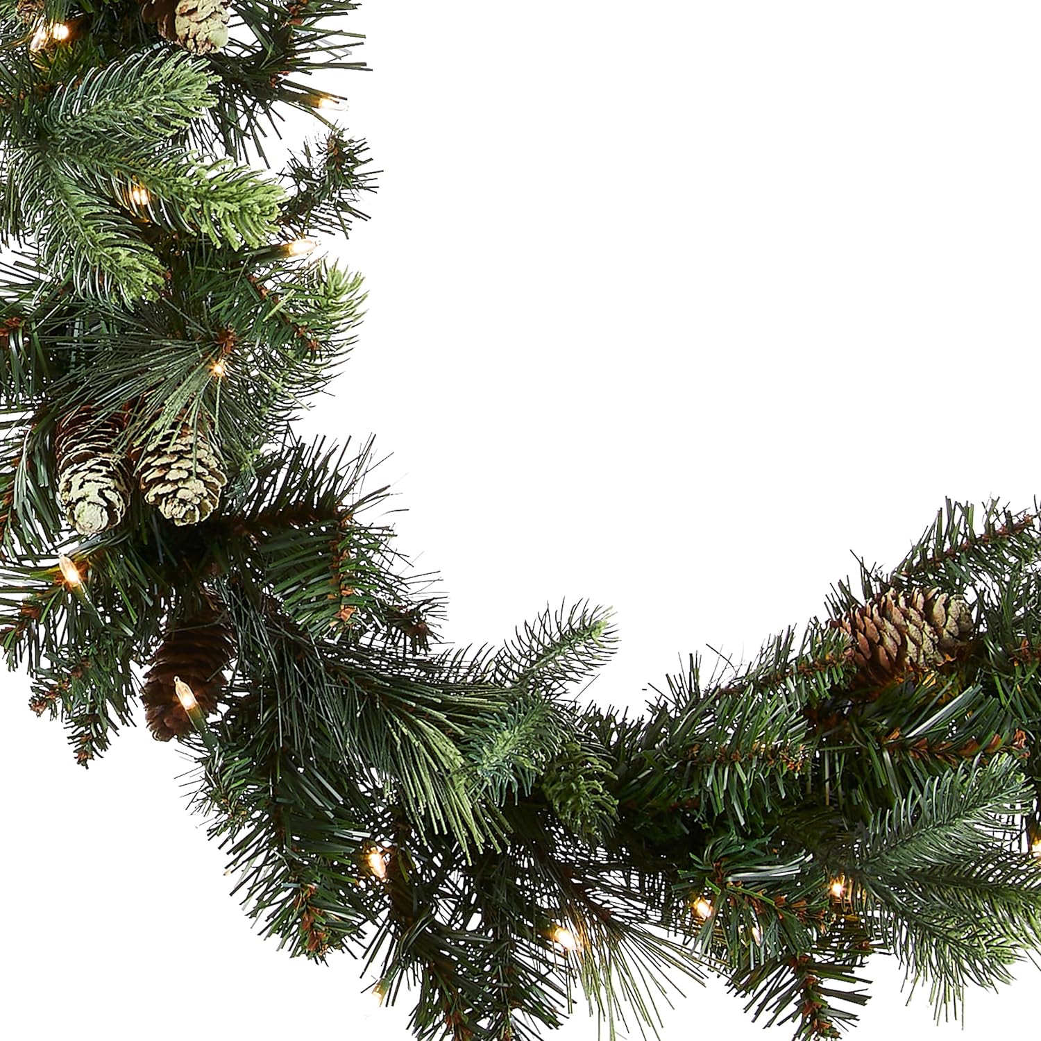 National Tree Company Pre-Lit Artificial Christmas Garland, Green, Carolina Pine, White Lights, Decorated with Pine Cones, Plug In, Christmas Collection, 9 Feet - Image 2