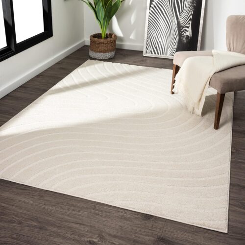 LUXE WEAVERS Modern Geometric Wave Cream 8×10 Area Rug