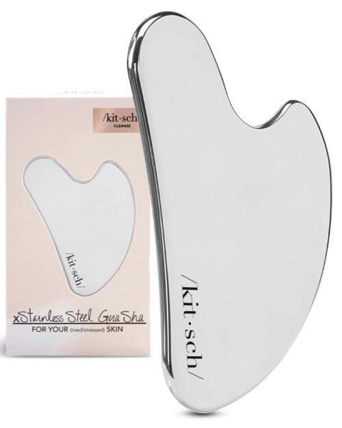 Kitsch Stainless Steel Gua Sha Facial Tools, Lymphatic Drainage Massager for Face, Chin & Jawline Sculpting, Body Guasha Tool for Muscle Tension, Skin Care Gift for Mom Women