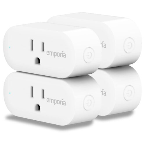 EMPORIA Smart Plug with Energy Monitoring | 15A Max / 10A Continuous | WiFi Smart Outlet | Mobile App | Alexa | Google | ETL Certified (Package of 4), EMSO1-4