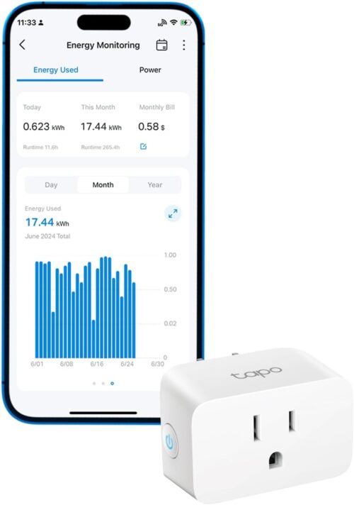 TP-Link Tapo Smart Plug Compatible with Alexa, Google Home & Samsung SmartThings, Energy Monitoring, 15A, ETL Certified, 2.4G Wi-Fi Only, Tapo P110, White