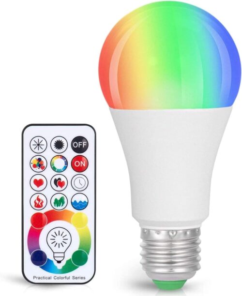 SUNNEST LED Color Changing Light Bulb, 820LM Dimmable E26 10W RGBW, Mood Light Bulb with Timing Remote, 120 Colors Screw Base Lights for Home Decor, Bedroom, Stage, Party