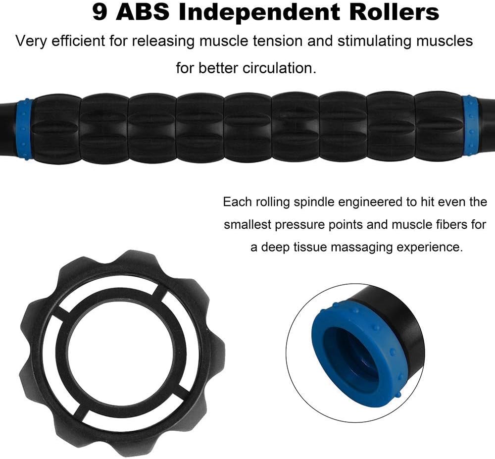 Yansyi Muscle Roller Stick for Athletes - Body Massage Stick - Release Myofascial Trigger Points Reduce Muscle Soreness Tightness Leg Cramps & Back Pain for Physical Therapy & Recovery (Blue 1) - Image 3
