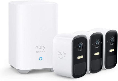 eufy Security, eufyCam 2C 3-Cam Kit, Security Camera Wireless Outdoor, Home Security System, HomeKit Compatibility, 1080p HD, IP67, Night Vision, Motion Only Alert, No Monthly Fee