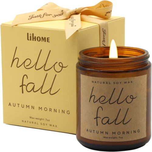 Fall Decorations for Home – Fall Candles, Fall Gifts for Women, Natural Soy Wax Autumn Morning Scented Candles