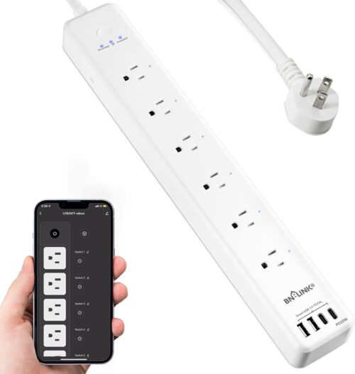 BN LINK Smart Plug Power Strip,Surge Protector with 6 Individually Controlled Smart Outlets, 4 USBs (incl. 20W USB-C), Compatible with Alexa and Google Home