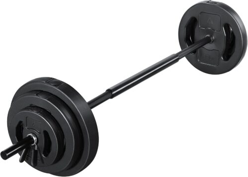 Barbell Weight Set for Lifting, 45 LB Weight Bar Set with Adjustable Free Weights for Workout Bar for Exercise Build Muscle in Home Gym
