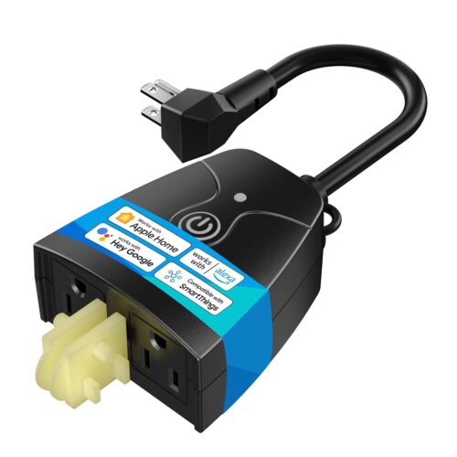 meross Outdoor Smart Plug Compatible with Apple HomeKit, Siri, Alexa, Google Assistant and SmartThings, Waterproof Outdoor Outlet, Remote & Voice Control, Timer, FCC and ETL Certified