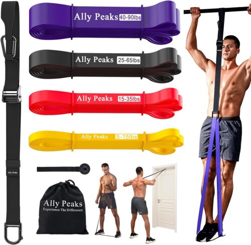 Ally Peaks Pull Up Assistance Bands System,Up to 410 lbs Assistance, Resistance Bands,Adjustable and Replaceable Pull Up Assist Band,Assisted Pull Up Resistance Bands for Pull Up Assist Push Up Assist