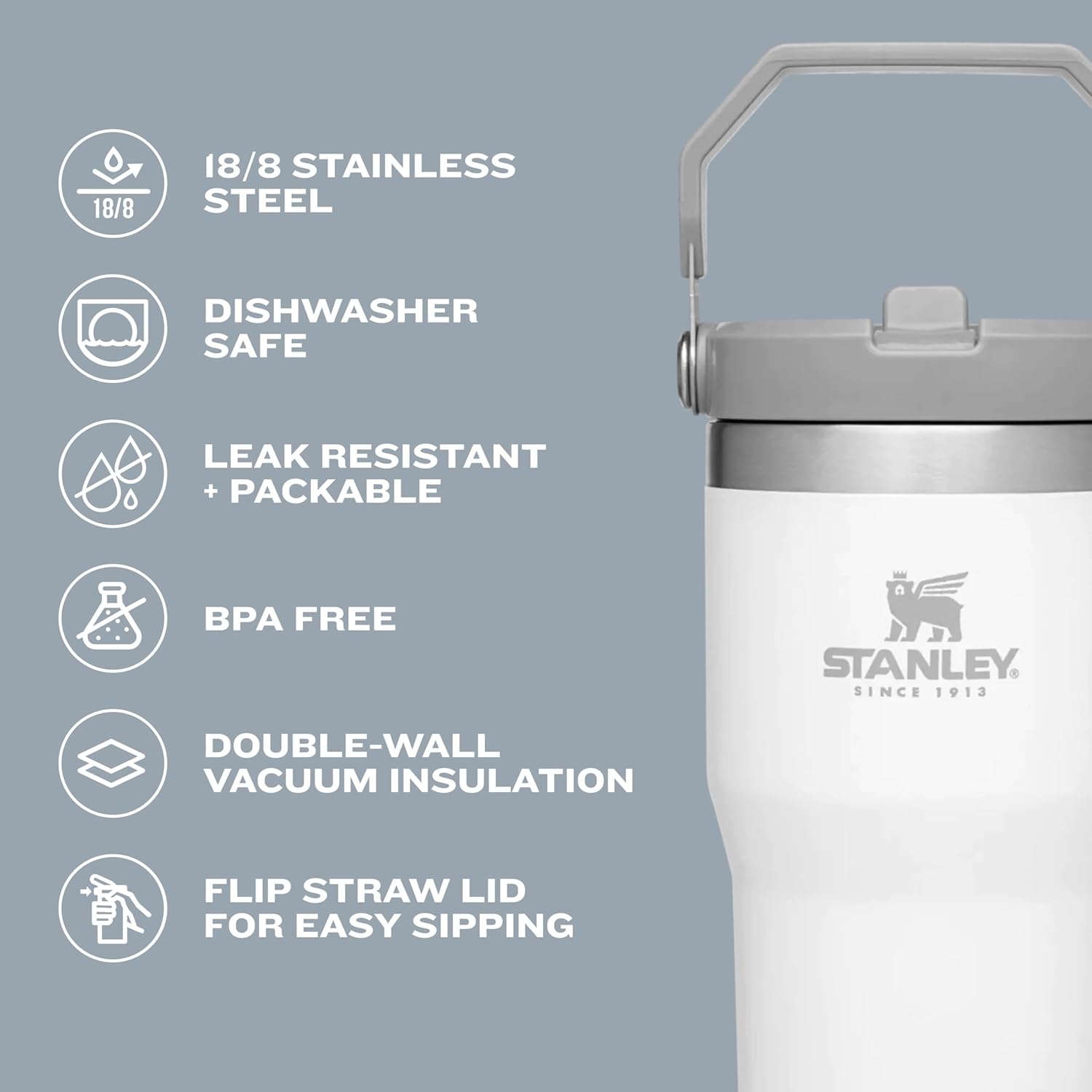 Stanley IceFlow Stainless Steel Tumbler - Vacuum Insulated Water Bottle for Home, Office or Car Reusable Cup with Straw Leak Resistant Flip Cold for 12 Hours or Iced for 2 Days, Azure, 30 OZ / 0.89 L - Image 3