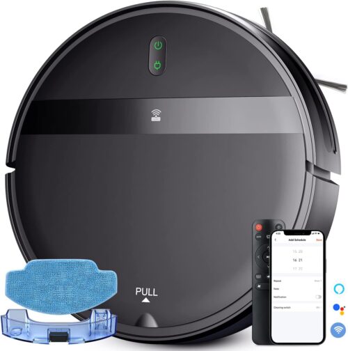 Robot Vacuum and Mop Combo, WiFi/Alexa/App, Smart Robotic Vacuum Cleaner, Ultra-Slim & Quiet, Tangle-Free, Auto Recharge, Robot Vacuum Cleaner for Pet Hair/Carpet/Hard Floor
