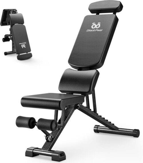 Adjustable Weight Bench for Home Gym with Headrest – Foldable Workout Bench Press, 800lb Capacity for Exercises Incline Flat Decline Sit-Ups