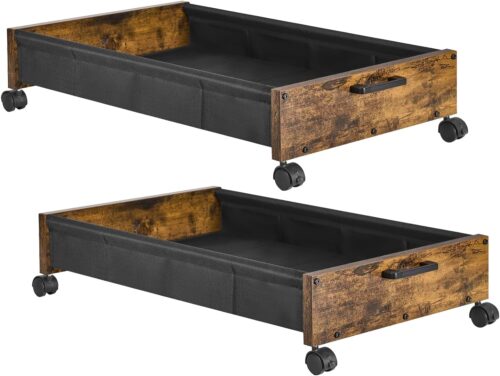 Under Bed Storage with Wheels 2 Pack Under Bed Storage Containers on Rollers Metal Frame Bed Storage Drawers for Shoes Clothes Space-Saving Solution for Bedroom Organization Patented Design