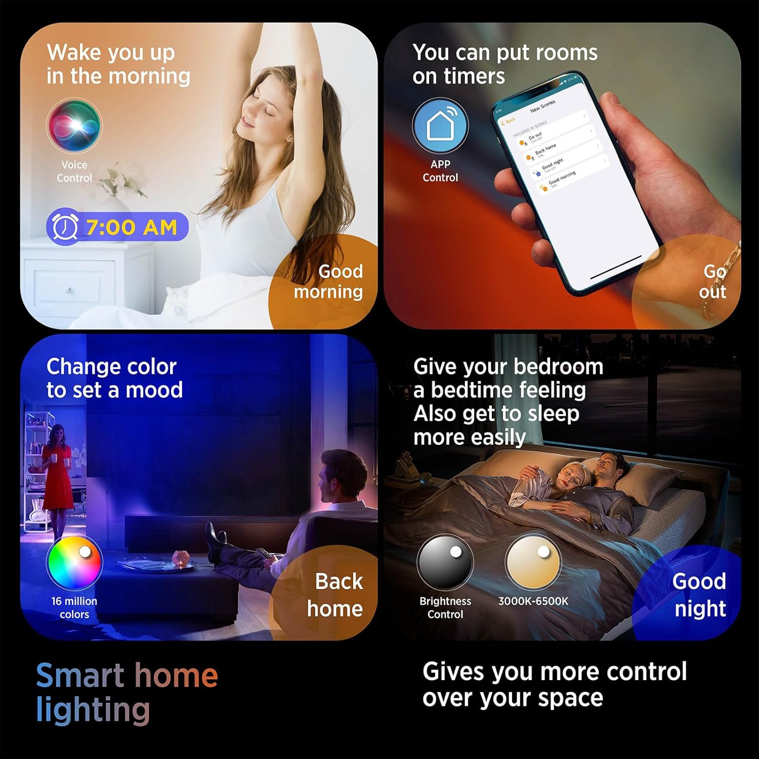 TALOYA Smart Ceiling Light Flush Mount LED WiFi,Compatible with Alexa Google Home,Dimmable Low Profile Ambient Light Fixture for Bedroom Living Room Hallway Kitchen Nursery,12 Inch,RGB - Image 3